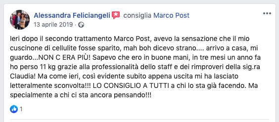 Recensione cliente Marco Post