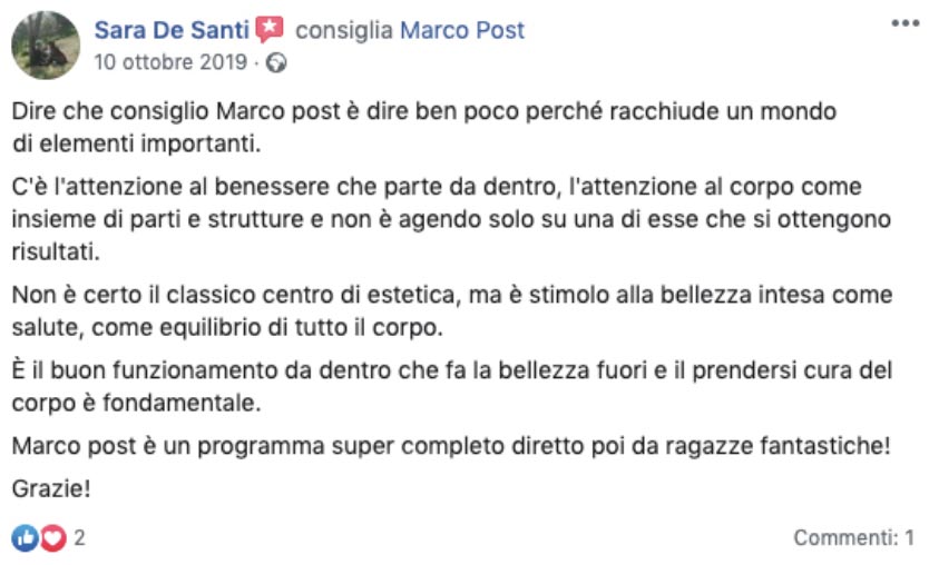 Recensione cliente Marco Post